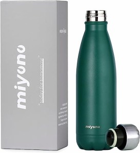 Miyono 350ml 水筒 軽量 ポータブル 魔法瓶 ステンレスボトル 保温 保冷 真空断熱 漏れ防止 炭酸OK 直飲み 小さい 持ち運び マグボトル 