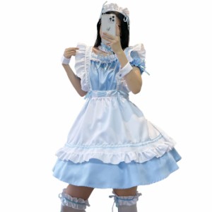 [MEYOIJK] メイド服 可愛い ロリータ ワンピース レディース 半袖 萌え コスプレ ハロウィン 仮装 定番 大きいサイズ S-5XL 女装 アリス