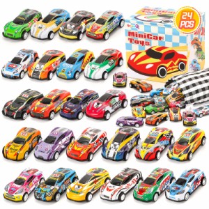 SevenQ ミニカー 24台入り レースカー 車おもちゃ 収納バッグ付き プルバックカー 子供誕生日プレゼント 幼稚園教具