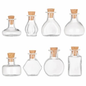 PH PandaHall 8個 小瓶 ガラス瓶 可愛い ミニガラスボトル コルク付き ガラス容器 透明ガラス瓶 装飾品 手芸材料 インテリア 室内飾り物 