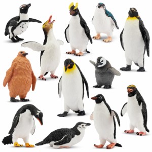 TOYMANY 12PCS動物フィギュア ペンギンフィギュア 南極動物フィギュアセット 南極圏 リアルな動物模型 モデル 人気動物 おもちゃ 玩具 誕