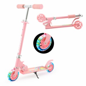 TENBOOM キックボード 子供 キッズ キッズスクーター 3〜12歳子供用 2輪 LEDタイヤ 耐荷重50kg 幼児車 おもちゃ 折り畳み式 フットブレー