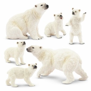 TOYMANY 6PCS動物フィギュア シロクマフィギュアセット ホッキョクグマフィギュア 北極熊 親子 冬 リアルな動物模型 ミニモデル 人気動物
