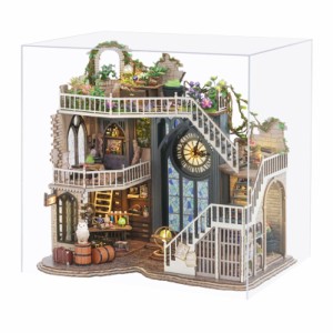 Spilay DIY 城建物情景のモデル木ドールハウス模型, ミニチュア ドールハウス 手作りキット セット 初心者向け-(マジック ハウス）+LEDラ