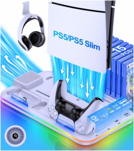 「2023年新登場」PS5 Slim スタンド PS5 Silm/PS5 縦置き スタンド PS5/PS5 Silm コントローラー 充電スタンド 2台同時充電 新型ps5 3段