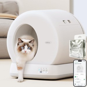 UBPET 猫 トイレ 自動, 猫 自動トイレ,猫トイレ 自動, 自動トイレ 猫, 自動猫トイレ 消臭 自動清掃 多頭飼い用 消臭剤1パック付き 日本語