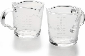 計量カップ 70ml/3OZ エスプレッソショットグラス ハンドル付き グラス ショットグラス 計量カップ 目盛り付き 厚み強化 耐熱ガラス製 お