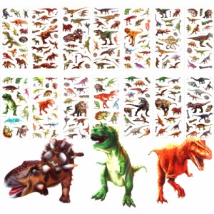 DRERIO 恐竜シール 42枚入り 子供シール 3D恐竜シール ご褒美シール ぷくぷくシール リアルな恐竜の絵 可愛い 防水 DIY カレンダー 手帳 