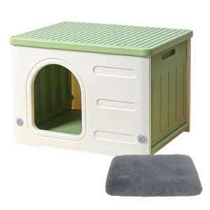 pempet 猫 ハウス キャットハウス ペットハウス 小型犬用 プラスチック 猫小屋 屋外 室内 野良猫ハウス 冬用 毛布付き 説明書あり 防寒 