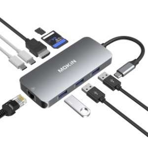 USB CドッキングステーションHDMI USBハブtype-c MOKiN-9 in-1 一つのUSB Cポートで、HDMI/RJ45イーサネット/SD/TFカードリーダー、100W 