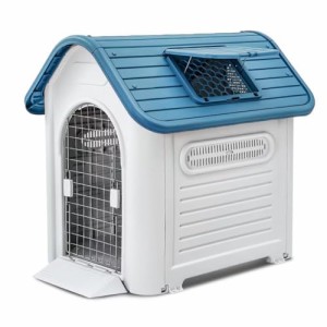 Pempet 犬小屋 ペットハウス 犬 ハウス プラスチック ドッグハウス 犬小屋 屋内 屋外 小型犬 中型犬 大型犬 天窓付き ドア付き 防雨 換気