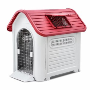 Pempet 犬小屋 ペットハウス 犬 ハウス プラスチック ドッグハウス 犬小屋 屋内 屋外 小型犬 中型犬 大型犬 天窓付き ドア付き 防雨 換気