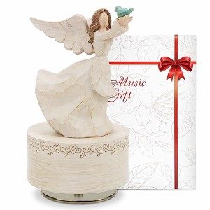 Mozalida オルゴール 誕生日プレゼント 天使置物 回転ベース付き 樹脂彫刻 手描き ミュージカルフィギュア 女性 女の子 クリスマスプレゼ