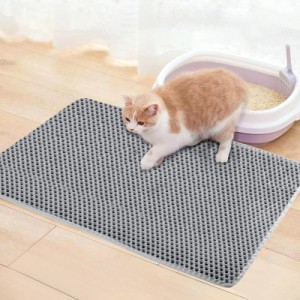 猫トイレマット 猫砂マット Qhoculi 猫砂取りマット 飛び散り防止 90x60CM 複数サイズ・色 猫マットトイレ 二重構造 マッサージ式 洗える