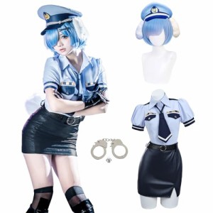 [神併良品] レム コスプレ ウィッグ付き 犬の警察官 Reゼロ コスプレ衣装 大人用 仮装 文化祭 イベント コスチューム ステージ服 Rem cos