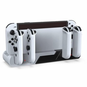 Switch ＆ Switch 有機ELモデル専用 ジョイコン 充電スタンド Joy Con 充電 ホルダー 左/右 ハンドル 4台同時充電 急速充電器 5in1 収納