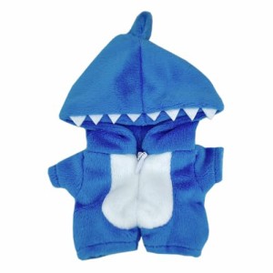 niannyyhouse　10cm ぬいぐるみ 服　恐竜 サメ ジャンプスーツ　カバーオール　着せ替え　綿人形　アクセサリー (blue)