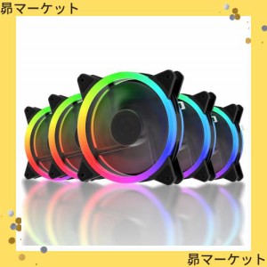 upHere 120mm RGB PCケースファン 中心部分が黒でLEDリングで周りが光る 静音タイプ 25mm厚 6PIN SATA電源 コントローラーとリモコン付き