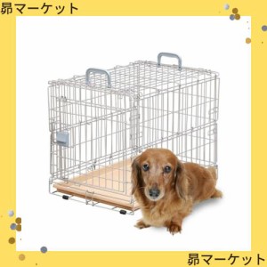 アイリスオーヤマ 犬 猫 ケージ 折りたたみ シルバー/ブラウン 小型犬用 幅46×奥行63×高さ50cm