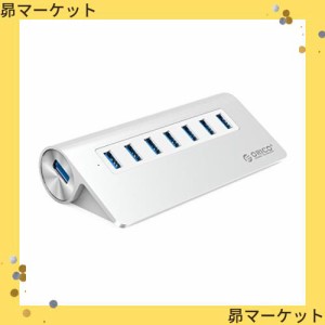 ORICO USB3.0 ハブ 7ポート 高放熱 アルミ USBハブ 12V2A電源付き5Gbps高速転送 USBケーブル付（1m） OTG機能対応 シルバー M3H7-SV