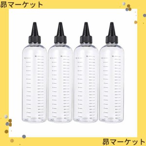 Frcolor ドロッパーボトル 500ml 空きボトル 小分けボトル 目盛り ツイストトップキャップ付き クリアボトル 4個