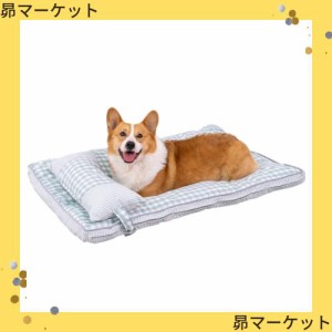 Bidason ベッド ペット クッション 猫 枕 セット チェック柄 スクエア 可愛い 綿麻風 通気 滑り止め 取り外し可能 洗える 小型 中型 キャ