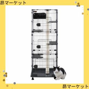 アイリスオーヤマ キャットタワー付ケージ スリム ダークグレー 猫用 高さ169×幅69×奥行54.5cm PCLC-703