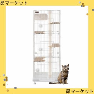 アイリスオーヤマ キャットタワー付ケージ スリム オフホワイト 猫用 高さ169×幅69×奥行54.5cm PCLC-703