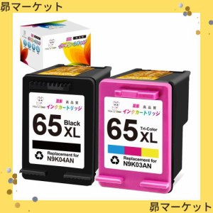 Miss Deer HP 用リサイクル HP 65XL再生インクカートリッジ HP65(ブラック 増量 + カラー 増量）*2個セット 残量表示付 対応機種: Envy 5