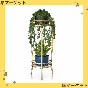 フラワースタンド 2段 花台 アイアン67.3cmの高さの植木鉢台さび止め植物棚 コーナーガーデンテラス芝生テラスオフィス植木鉢台