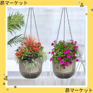 2PCS 吊り鉢 ハンギングプランター ハンギングバスケット 植木鉢 プラスチック 吊り下げロープ 屋外屋内植物に適用 植物ハンガー 水を吸