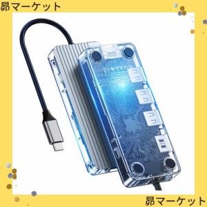 ORICO USB C ハブ 6 in 1 ドッキングステーション TYPE C 透明 USB ハブ USB 3.0 5Gbps ポート 4K HDMI RJ45 イーサネット PD充電100W出