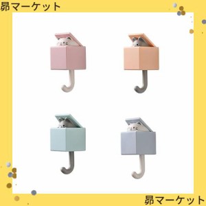 壁掛けフック 4個セット ウォールフック 粘着フック かわいい 猫フック 鍵置き 収納 フック 帽子掛け カバン掛け 玄関フック ドアフック