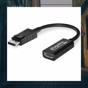 Plugable DisplayPort - HDMI 変換アダプター、アクティブ HDMI 2.0 対応 DisplayPort ポート搭載システム互換 4K@60Hz対応