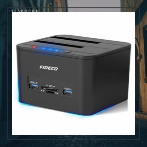 FIDECO HDDスタンド USB 3.0接続2.5/3.5”HDD SSDスタンド デュアルベイドック オフラインクローン機能付き SATAドライブ，TF＆SDポート