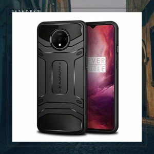 Kapaver OnePlus 7T ケース、全面保護、耐久性のあるカバー, PC+TPU SGS 認定、耐衝撃、衝撃吸収、傷防止、カメラ保護, Rugged Black