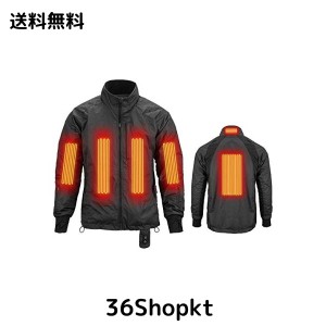 [MIDIAN] バイクジャケット冬 電熱 12V ヒートインナージャケット バイクウェア 防水防風 プロテクター別売り(ブラック+4XL)