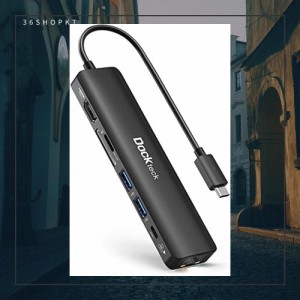 USB C ハブ アダプタ Dockteck 7-in-1 Type c ハブ Lan イーサネットハブドングル 4K 60Hz HDMIポート 1Gbpsイーサネットポート 100W PD