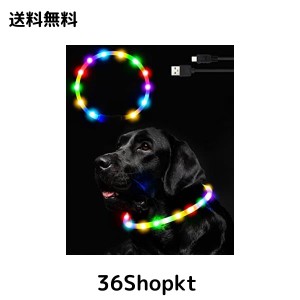 Nayouko 光る首輪 犬 LEDライト USB充電式 軽量 小型犬 中型犬 大型犬 ペット用品 視認距離400mで夜間も安心 サイズ調節可能 (レインボー