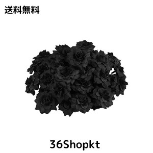 NUOBESTY 造花 薔薇 黒 黒のバラ 黒バラ 50個 直径4.5cm 花ヘッド DIY 手芸 装飾 ローズ 結婚記念日 母の日 枯れない花