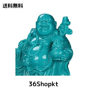 仏像 七福神 布袋 様 天然ターコイズ （トルコ石）布袋様の置物 金運 お守り（高さ12cm×巾10cm×奥行7cm）