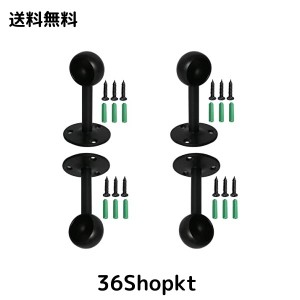 Ohamtes 4Pcs パイプ穴直径25mm（1 ”）、ステンレス鋼マットブラックフランジロッドブラケットカーテンシャワーカーテンロッド天井マウ