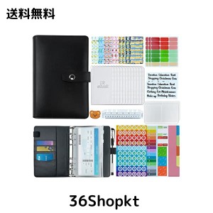 LAPOND A6 バインダー 予算バインダー 家計簿 高級PUハードレザー 耐久性 家計管理 お金管理 メモ紙入れ 予算と節約に 6穴リングルーズリ