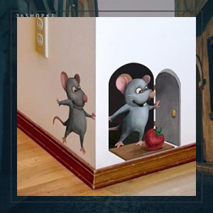 RemeeHi 漫画の マウス ネズミの穴 壁ステッカー 立体 防水 動物 壁紙 壁飾り インテリアシール DIY 壁デコ (3D)