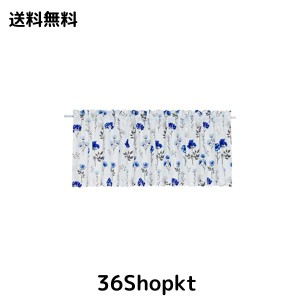 Wemay花柄プリントのカフェカーテン小窓用 (単枝花-ブルー, 45X140cm)