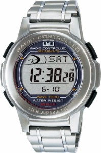 [シチズン Q＆Q] 腕時計 デジタル 電波 ソーラー 防水 日付 メタルバンド MHS5-200 メンズ シルバー