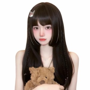 風追い少女 ウィッグ ロング 姫髪 姫カット ストレート レディース フルウィッグ 人気 日常 原宿 ロリータ wig(ネット付き)