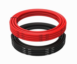 TUOFENG 12線12AWGシリコンケーブル線[3m黒と3m赤] - 柔軟で柔軟な680ストランド0.08mm錫メッキ線高温抵抗