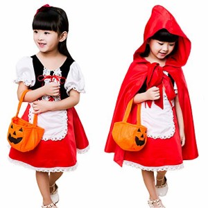 [Neky] ハロウィン 仮装 子供 赤ずきん コスプレ衣装 女の子 赤ずきんちゃん ハロウィーン キッズコスチューム 5点セット 140