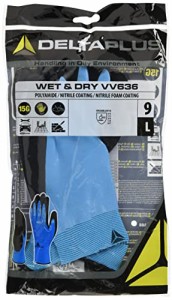 セーフラン安全用品 WET＆DRY VV636BL/完全防水ニトリルコートすべり止め手袋 D0001-L